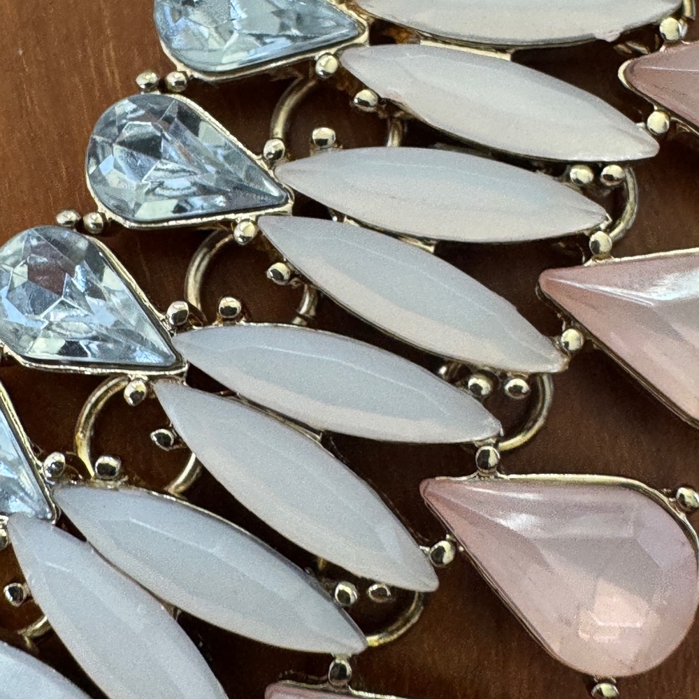 Pink and Gold Bib Statement Necklace - Picture 9 of 11